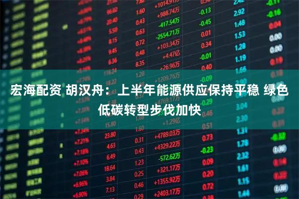 宏海配资 胡汉舟：上半年能源供应保持平稳 绿色低碳转型步伐加快