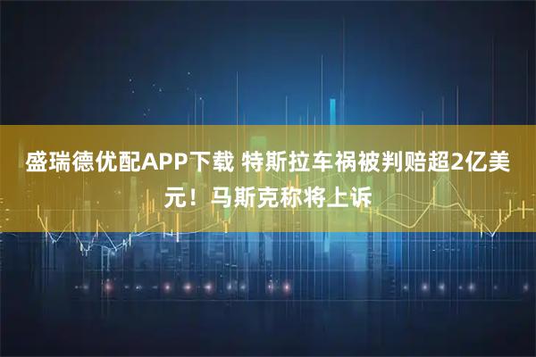 盛瑞德优配APP下载 特斯拉车祸被判赔超2亿美元！马斯克称将上诉