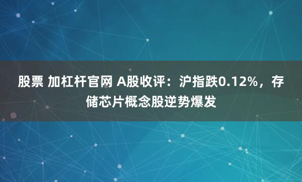 股票 加杠杆官网 A股收评：沪指跌0.12%，存储芯片概念股逆势爆发